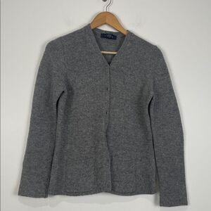 The Limited 100% Wool Cardigan Sweater Women’s Medium Gray Pockets Collegiate